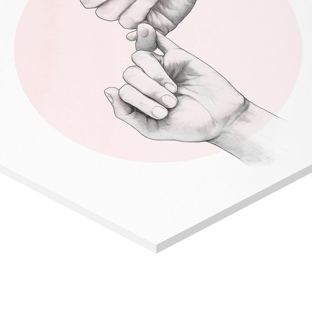 Sekskantede billeder Illustration Hands Friendship Circle Pink White