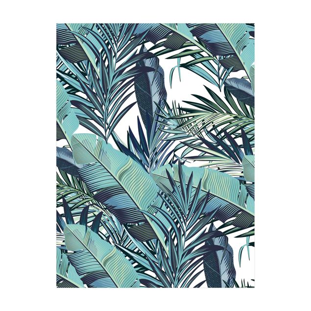 tæppe turkis Turquoise Leaves Jungle Pattern