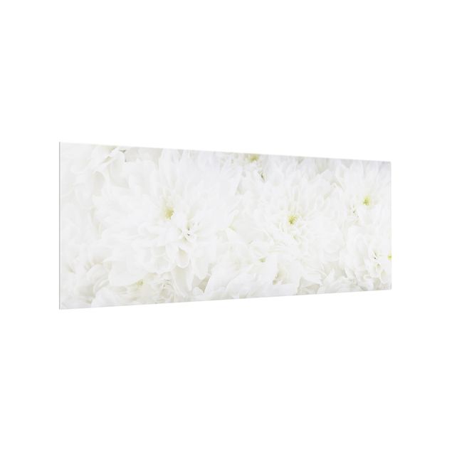 Stænkplader glas mønstre Dahlias Sea Of Flowers White