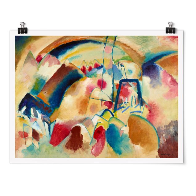 Plakater kunsttryk Wassily Kandinsky - Landscape With Church (Landscape With Red Spotsi)