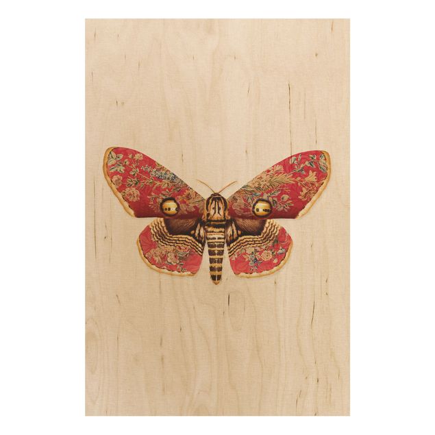 Prints på træ vintage Vintage Moth