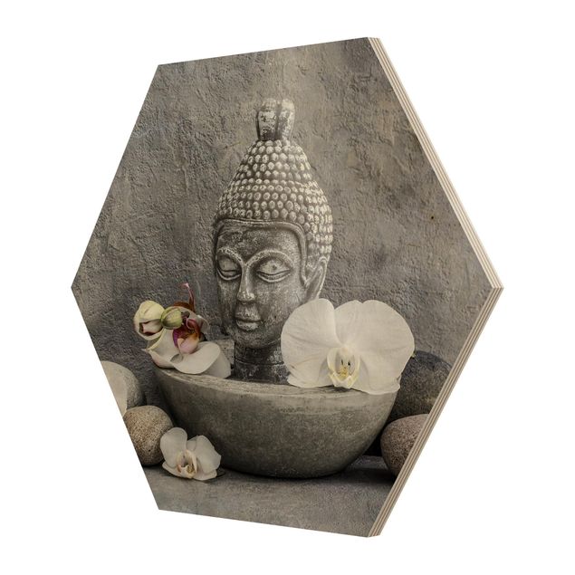 Billeder grå Zen Buddha, Orchids And Stones