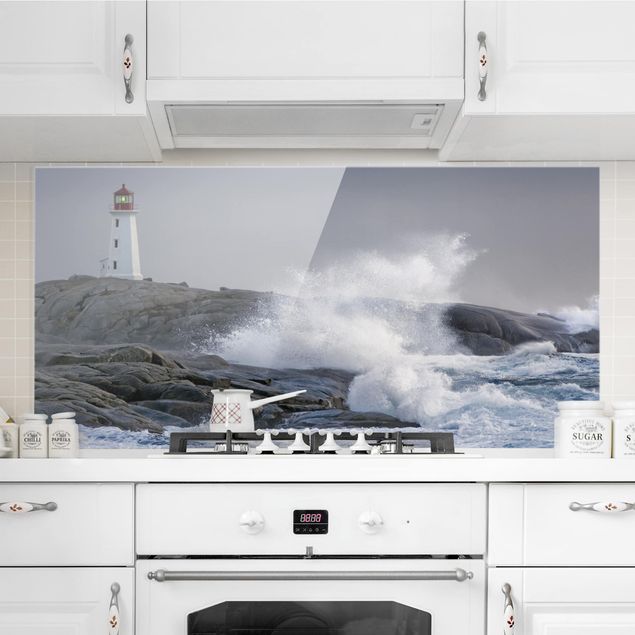 køkken dekorationer Storm Waves At The Lighthouse