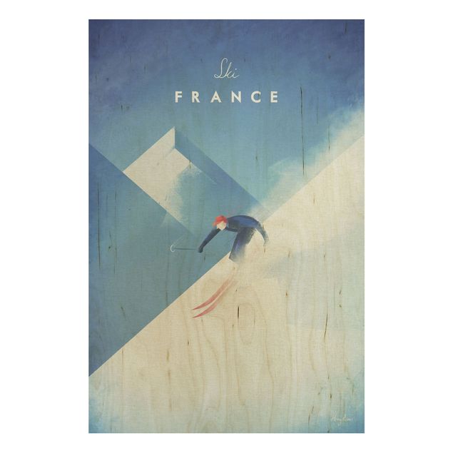 Prints på træ landskaber Travel Poster - Ski In France