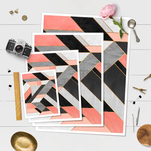 Plakater Geometry Pink And Gold