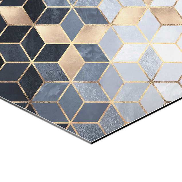 Billeder Elisabeth Fredriksson Blue White Golden Hexagons Set