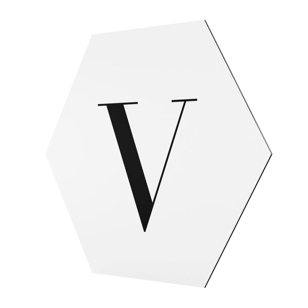 Sekskantede billeder Letter Serif White V