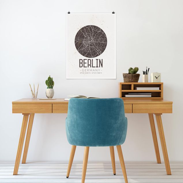 Plakater arkitektur og skyline City Map Berlin - Retro
