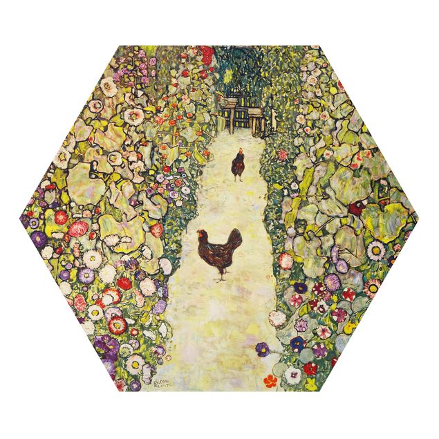 Billeder blomster Gustav Klimt - Garden Path with Hens