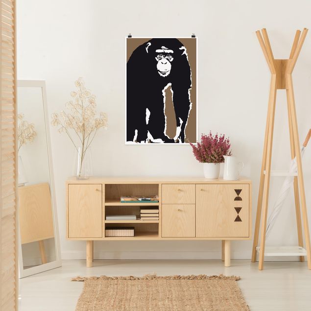 Plakater sort og hvid No.TA10 Chimpanzee