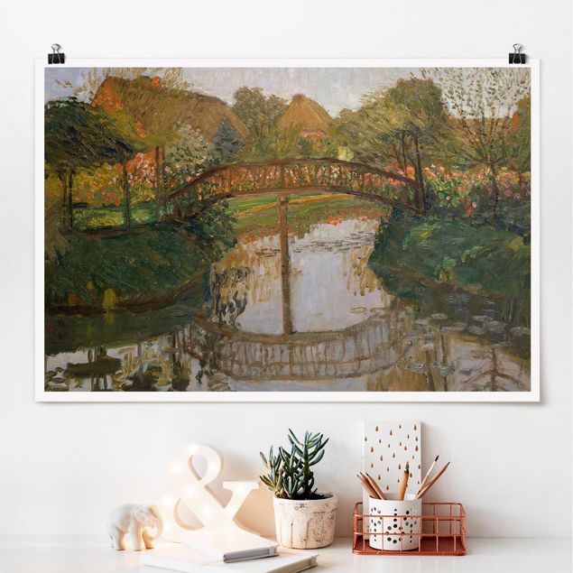 Kunst stilarter ekspressionisme Otto Modersohn - Farm Garden with Bridge