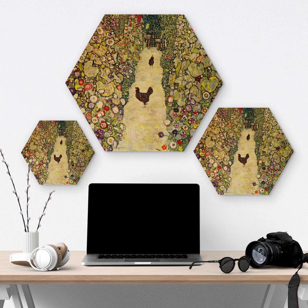 Kunsttryk Gustav Klimt - Garden Path with Hens
