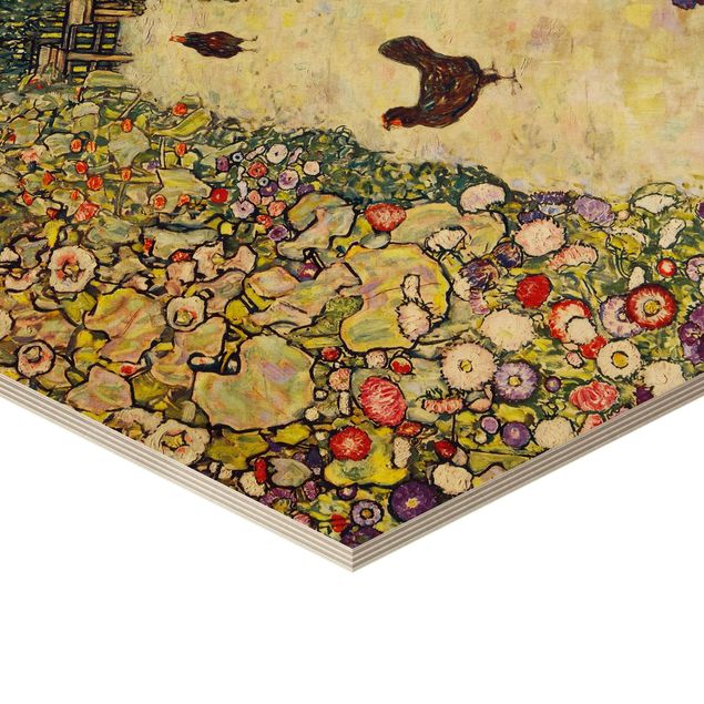 Sekskantede billeder Gustav Klimt - Garden Path with Hens