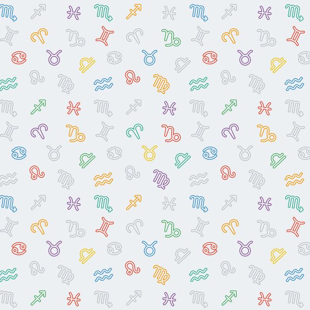 Selvklæbende folier Nursery Learning Pattern With Colourful Zodiac Symbols