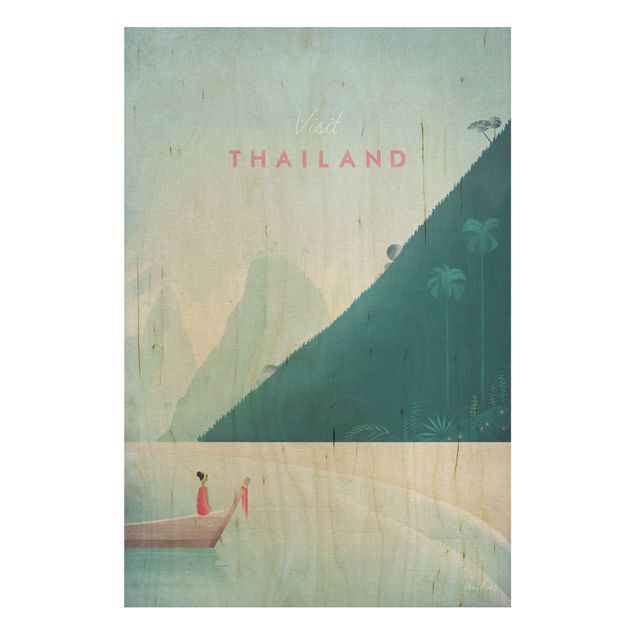 Prints på træ landskaber Travel Poster - Thailand