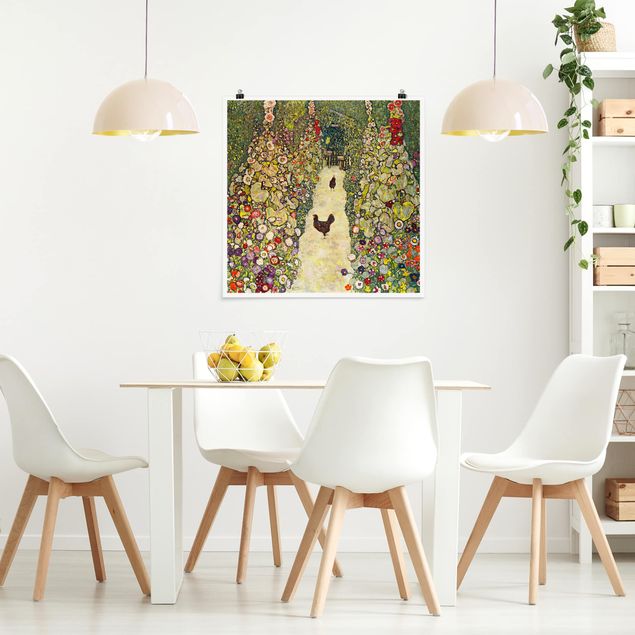 Kunst stilarter art deco Gustav Klimt - Garden Path with Hens