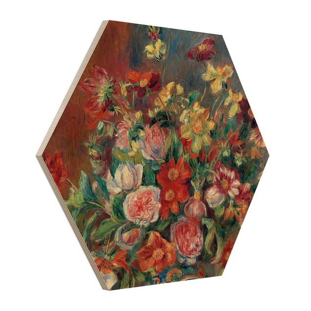 Prints på træ blomster Auguste Renoir - Flower vase