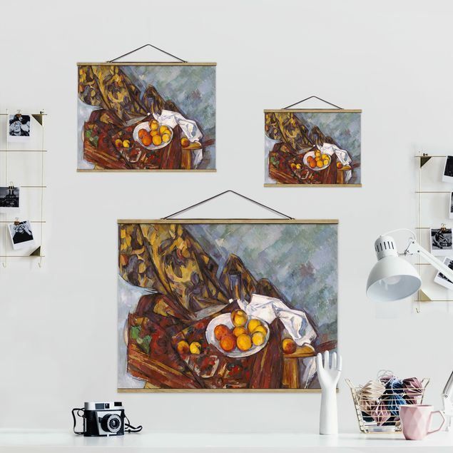 Billeder kunsttryk Paul Cézanne - Still Life, Flower Curtain, And Fruits