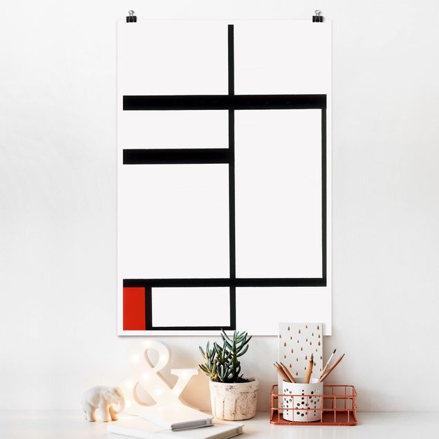 Kunst stilarter impressionisme Piet Mondrian - Composition with Red, Black and White