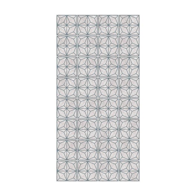 Moderne tæpper Tile Pattern Star Geometry Grey Blue