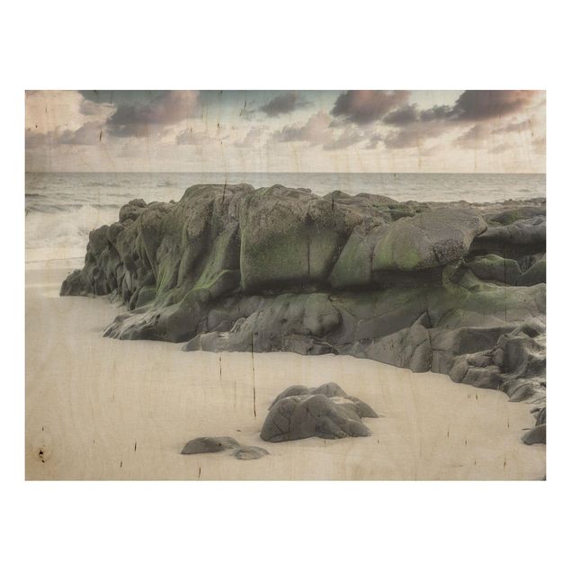 Prints på træ landskaber Rock On The Beach