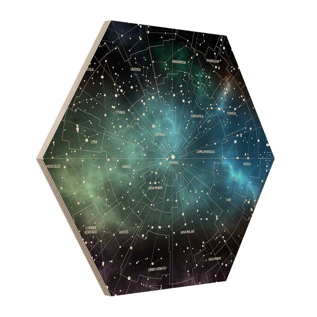 Sekskantede billeder Stellar Constellation Map Galactic Nebula