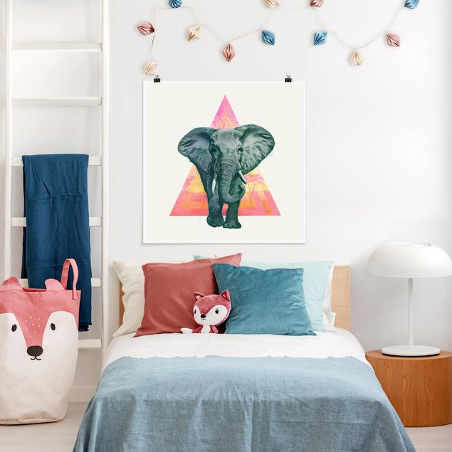 Plakater kunsttryk Illustration Elephant Front Triangle Painting