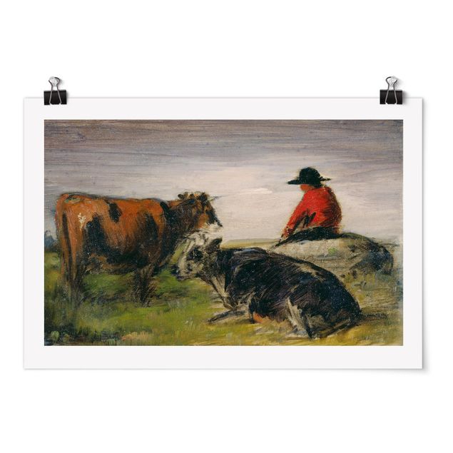 Billeder kunsttryk Wilhelm Busch - Shepherd with Cows