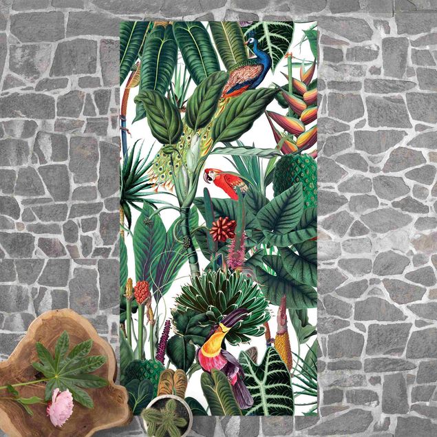 tæppe til terrassen Colourful Tropical Rainforest Pattern