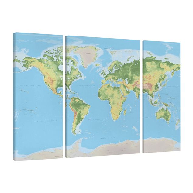 Billeder på lærred verdenskort Physical World Map