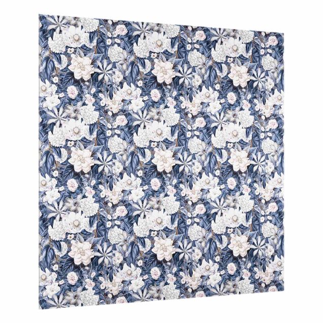 Stænkplader glas mønstre White Flowers In Front Of Blue