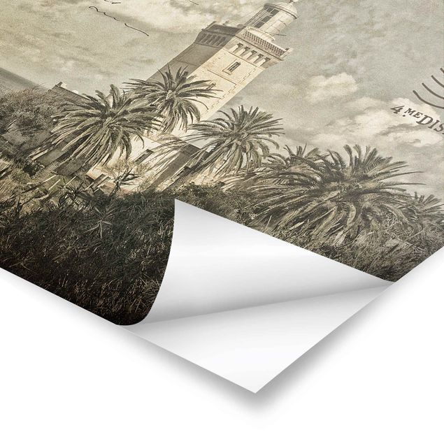 Billeder Lighthouse And Palm Trees - Vintage Postcard