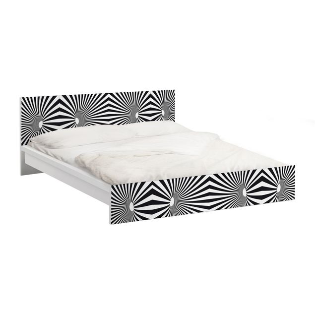 Psychedelic Black pattern møbelfolie IKEA Malm seng 140 | micasia.dk