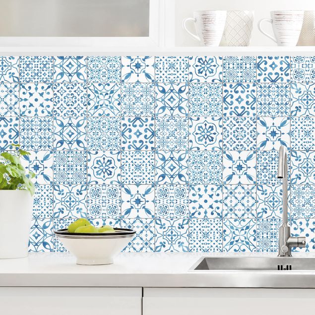 køkken dekorationer Patterned Tiles Blue White