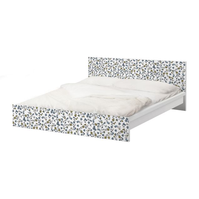 Möbelfolie für IKEA Malm Bett niedrig 160x200cm - Klebefolie Mille Fleurs Blumenmuster