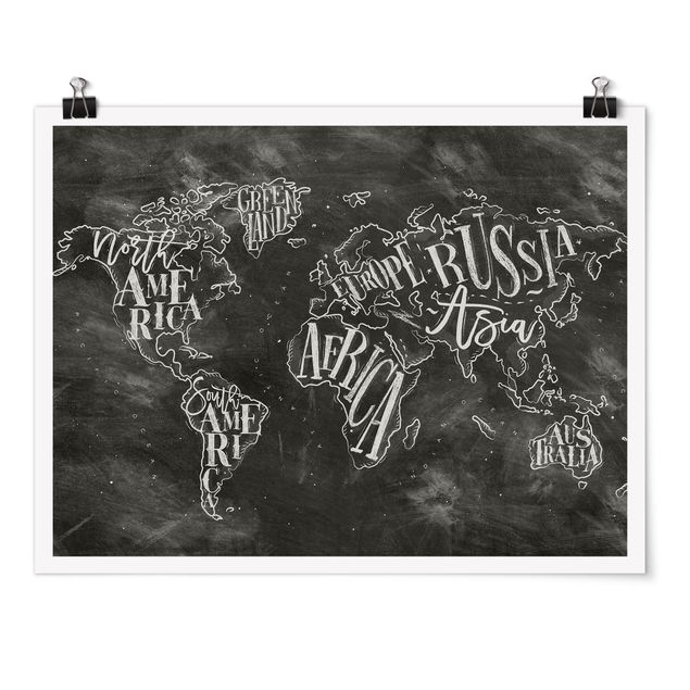 Plakater ordsprog Chalk World Map