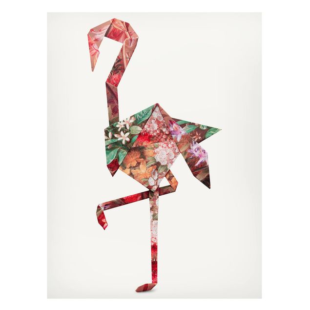 Magnettavler blomster Origami Flamingo