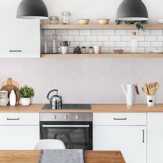 Stænkplade køkken Line Pattern Colour Gradient In Light Pink