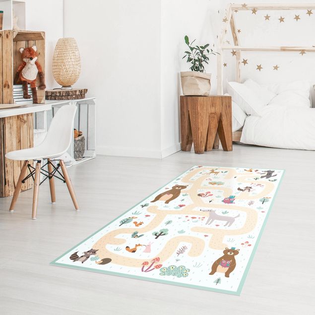 gulvløber Playoom Mat Forest Animals - Friends On A Forest Path