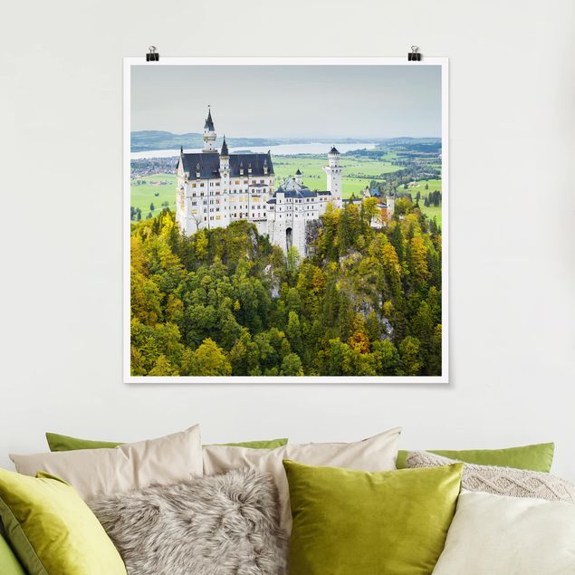 Billeder træer Neuschwanstein Castle Panorama