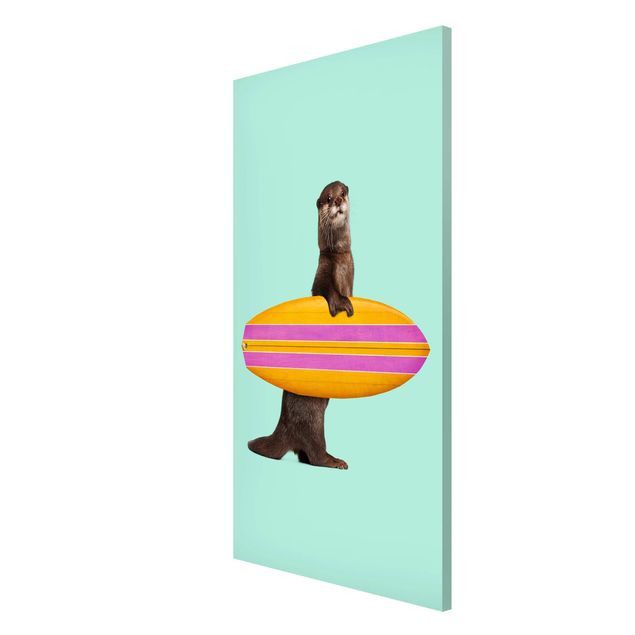 Magnettavler dyr Otter With Surfboard