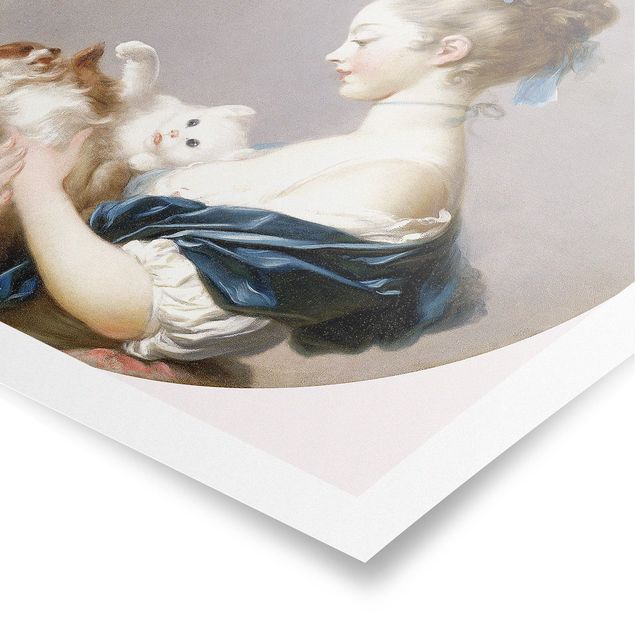 Plakater kunsttryk Jean Honoré Fragonard - Girl playing with a Dog and a Cat