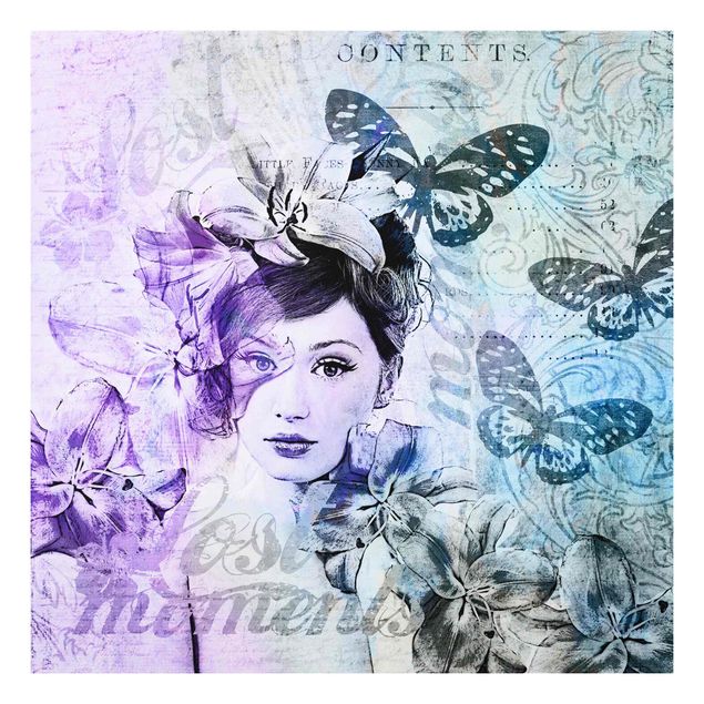 Billeder sommerfugle Shabby Chic Collage - Portrait With Butterflies