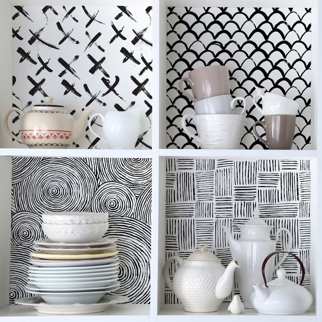 Møbelfolier mønstre Set Of 4 Modern Brushstroke Patterns