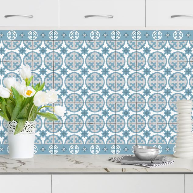 køkken dekorationer Geometrical Tile Mix Circles Blue Grey