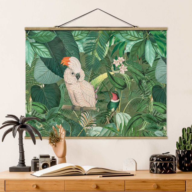 køkken dekorationer Vintage Collage - Kakadu And Hummingbird