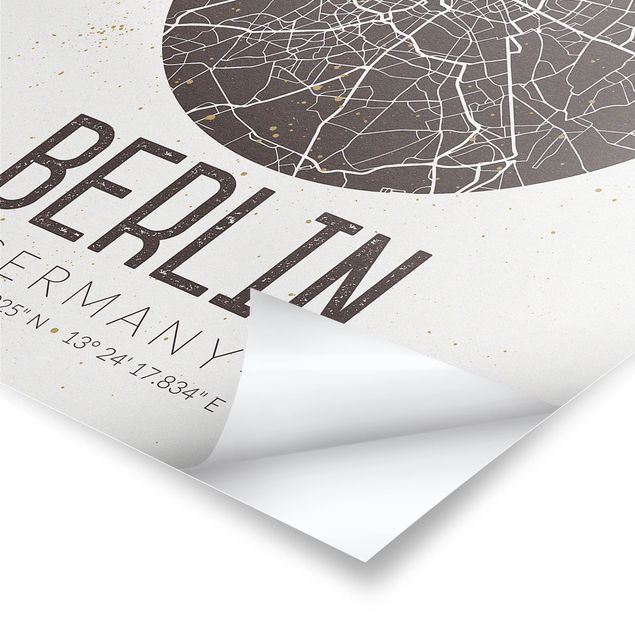 Billeder sort og hvid City Map Berlin - Retro