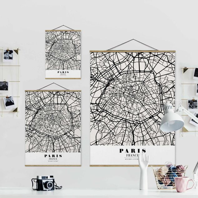 Billeder sort og hvid Paris City Map - Classic