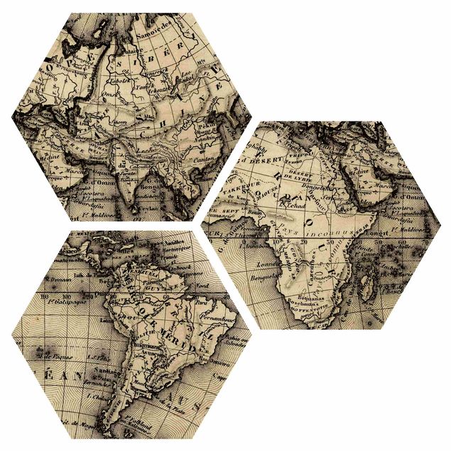Sekskantede billeder Old World Map Details