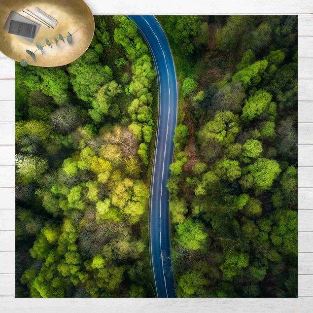 udendørstæpper Aerial Image - Paved Road In the Forest